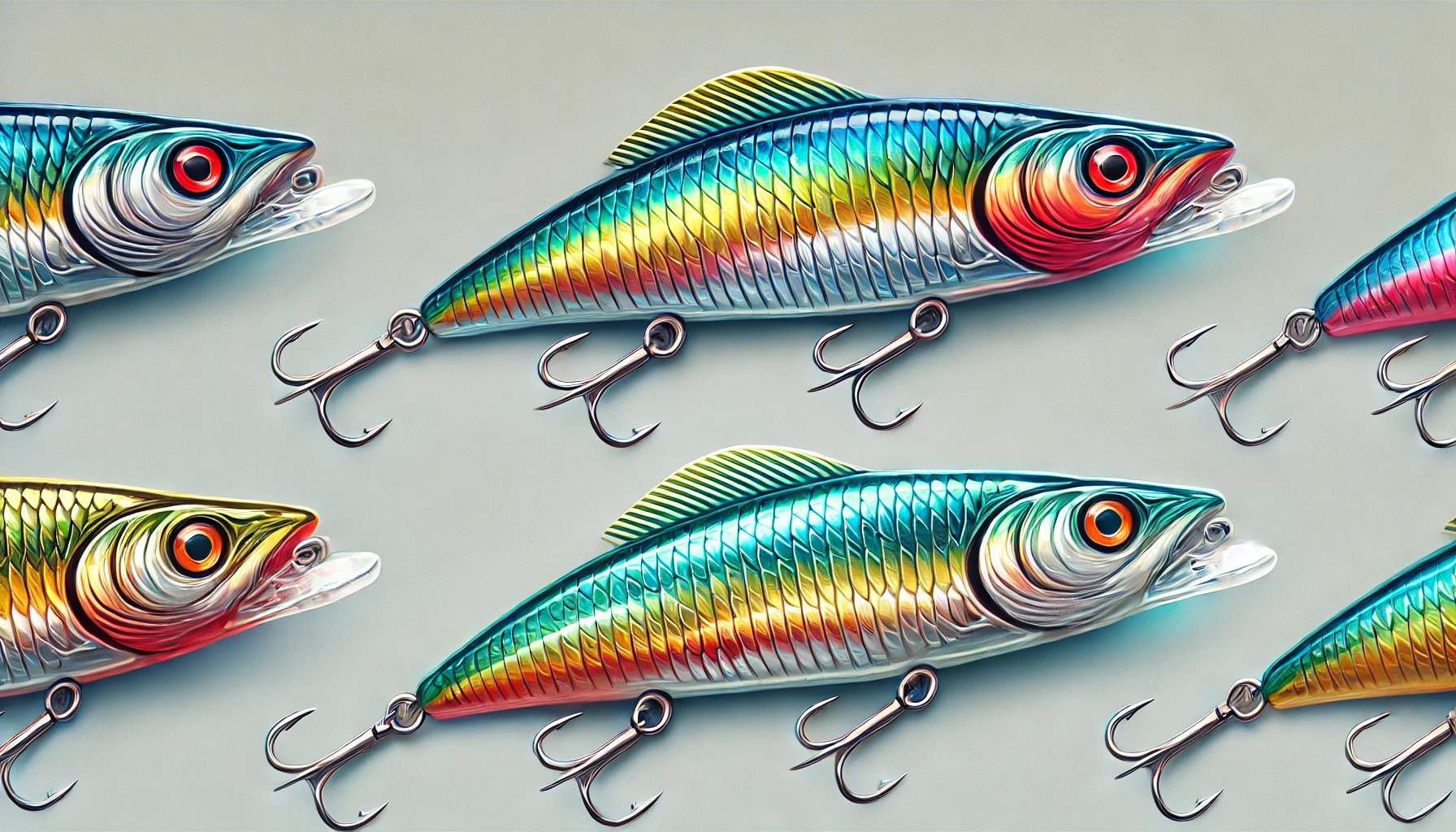 A colorful and shiny anchovy-shaped lure with detailed features highlighted, showing its unique characteristics such as its realistic scales and vibrant colors.