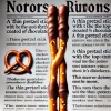 A thin pretzel stick with the top two-thirds coated in chocolate, with a background showing text discussing the rumors of this snack's discontinuation.