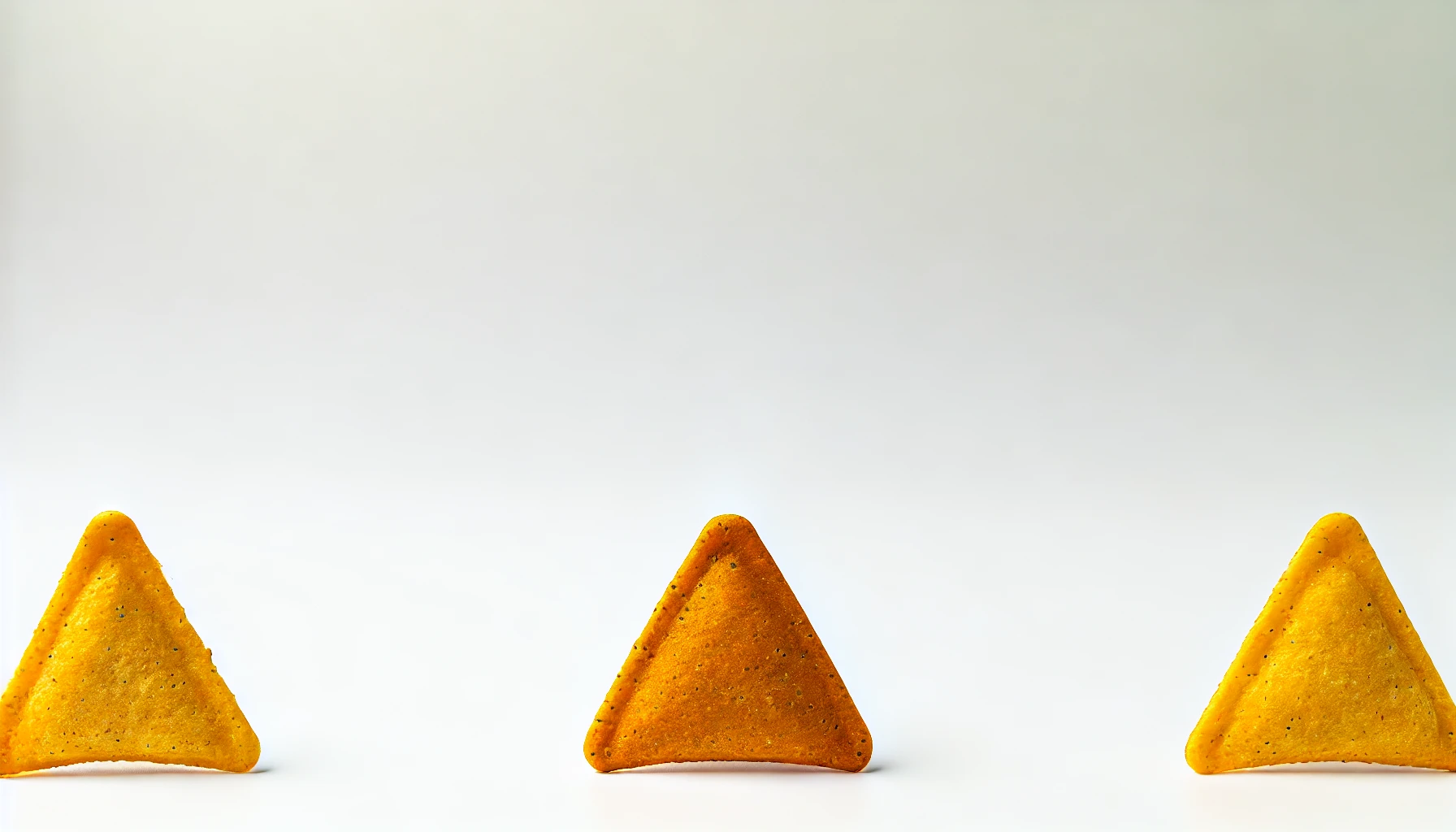 A small triangular tortilla snack with taco flavor, presented on a clean and simple background. The snack is visually appealing, with a golden crispy texture and slight seasoning visible. The image should have a compact, clean composition, suitable for showcasing the product.