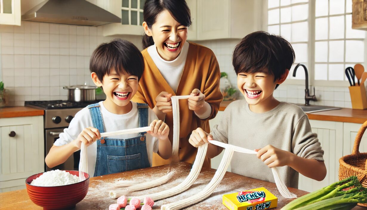龍の髭のお菓子を作っている様子