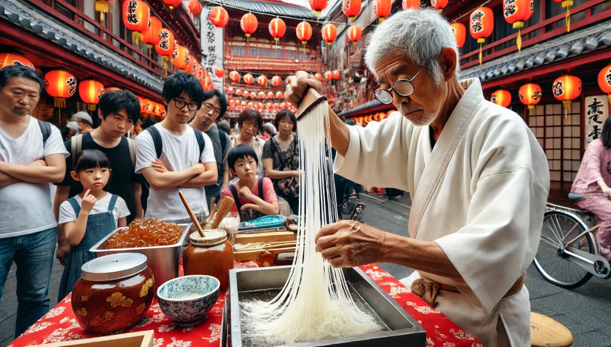龍の髭のお菓子を作っている様子2